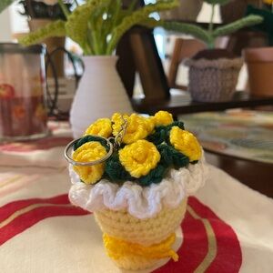 Handmade Crochet mini flower bouquet Keychain